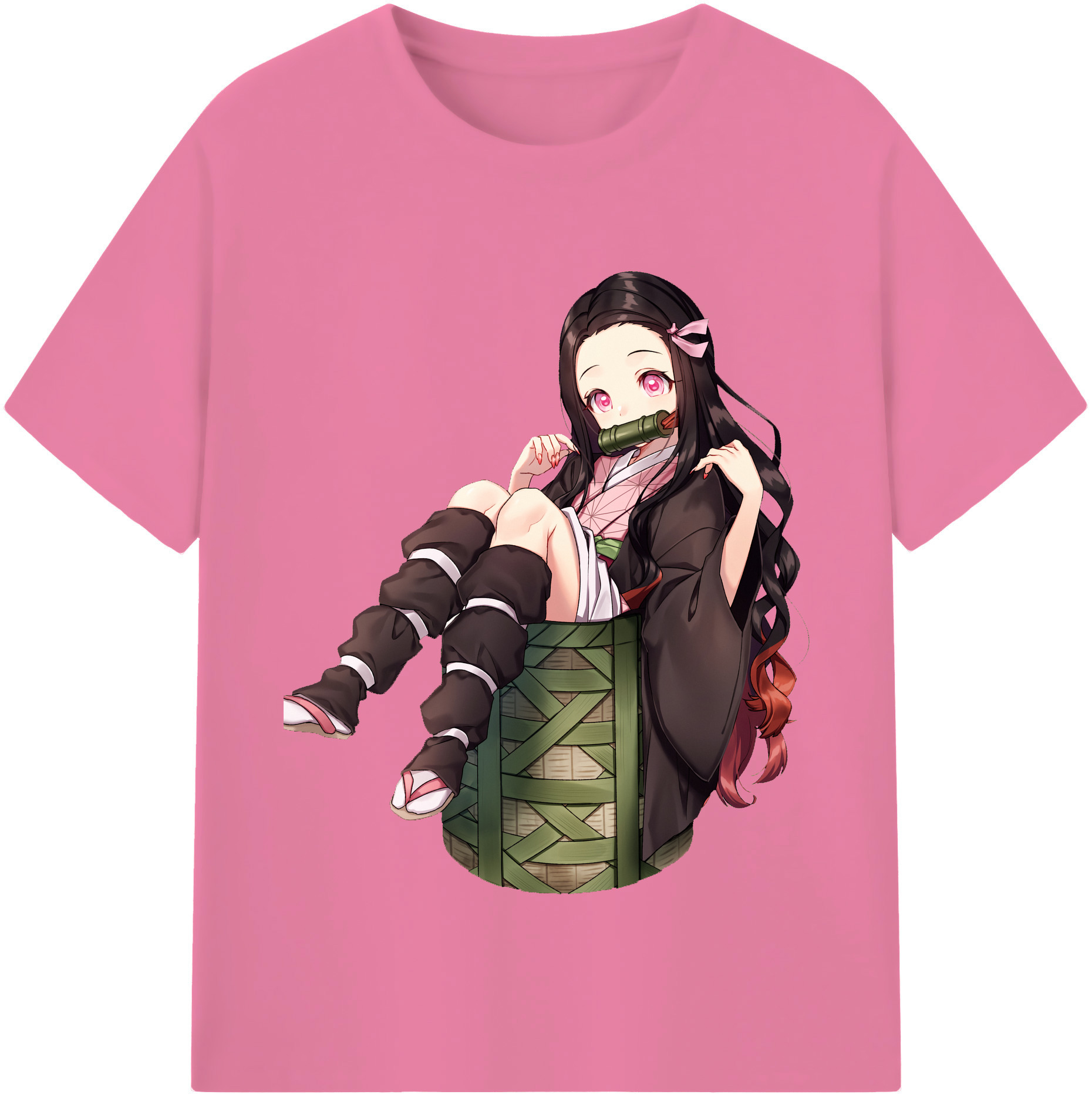 （画像用） 鬼滅の刃（きめつのやいば）竈門 禰󠄀豆子／かまど ねずこ Kamado Nezuko 綿100％半袖Tシャツ（フロントプリント）